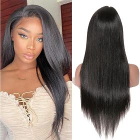 4x4 Pre-cut Lace Straight Human Hair Wig, Natural Color, Density (Option: 12inch)