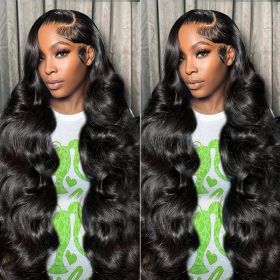 13x6 Lace Front Human Hair Wig Natural Color, Body Wave, Density (Option: Natural Color-26inch)