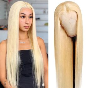 13x4 Lace Front Human Hair Wig 613 Straight Density (Option: Blonde 613-20inch)