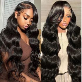 13x6 Front Lace Human Hair Wig, Natural Color, Body Wave, Density (Option: Natural Color-22inch)