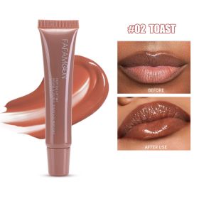 Glossy Lip Glaze Waterproof Long Lasting Lip Gloss Glossy Mirror Tea Red Liquid Lipstick Doodle Lip Korean Makeup (Option: 02 TOAST-10ml-1pc)