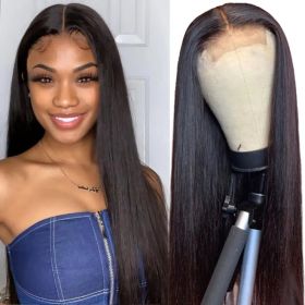 4x4 Lace Straight Human Hair Wig, Natural Color, Density (Option: 26inch)