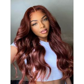 5x5 Lace Human Hair Wig Pre-cut Lace Reddish-Brown Body Wave, Density (Option: 12inch)