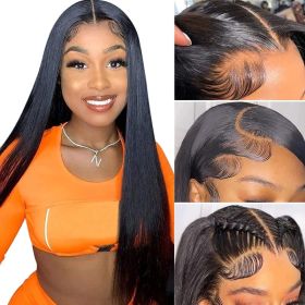 13x4 Straight Human Hair Lace Front Wig, Natural Color, Density (Option: 16inch)